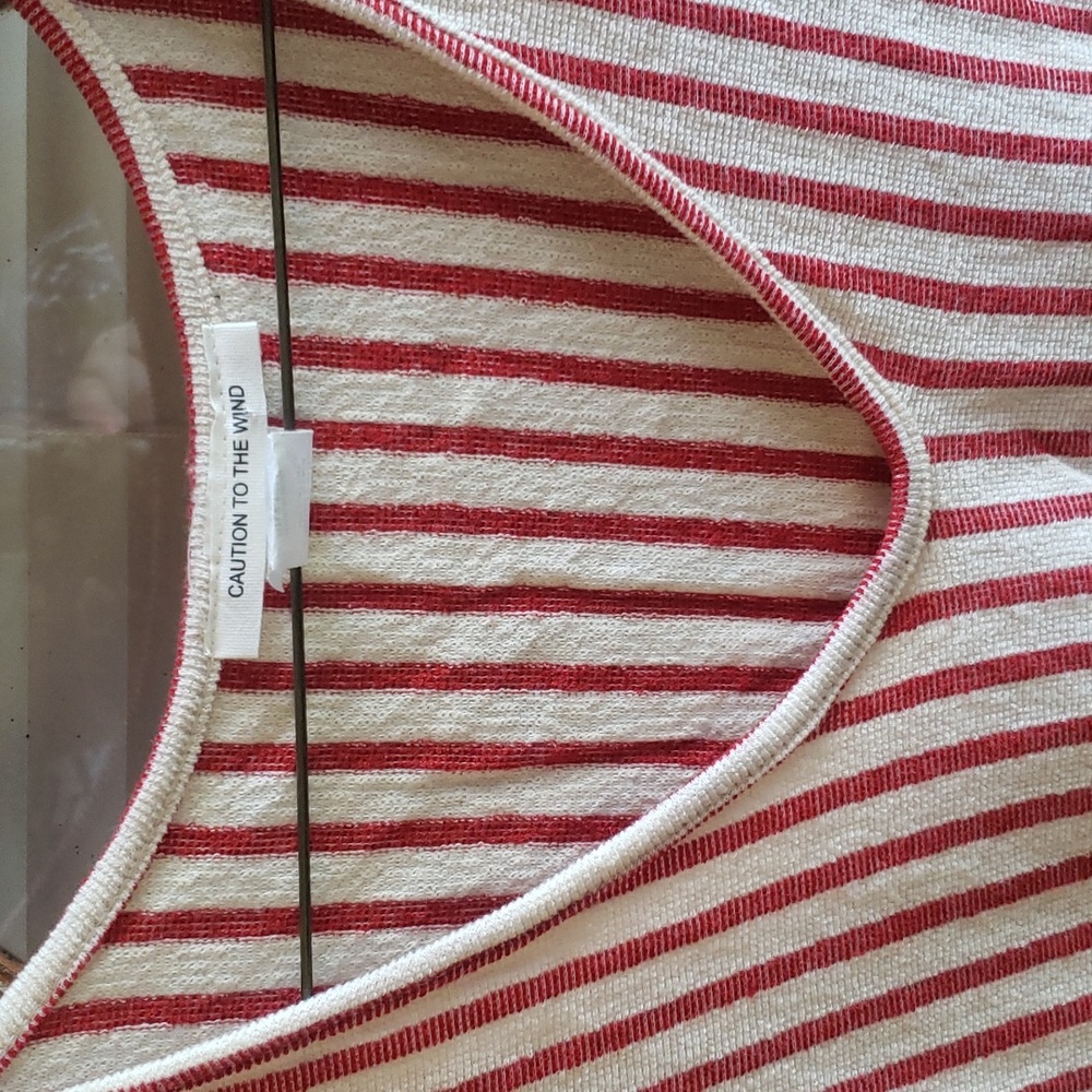 STRIPED Tie Front Top - Picture 3 of 5